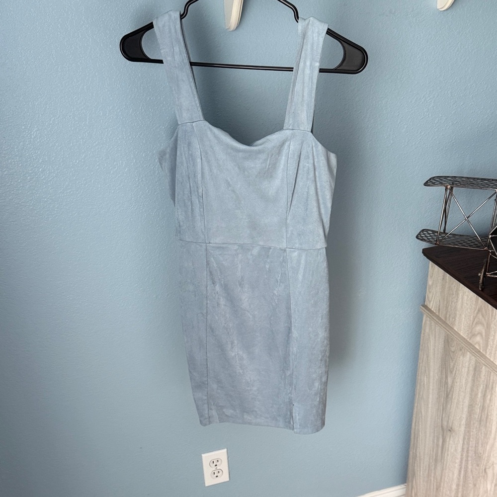 Chic Light Blue Sleeveless Mini Dress